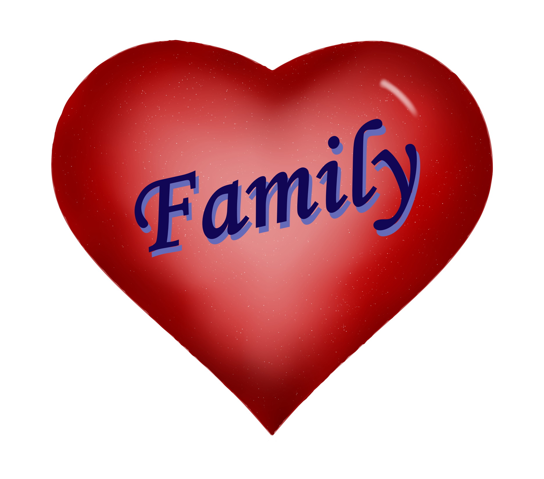 Heart with family written on it