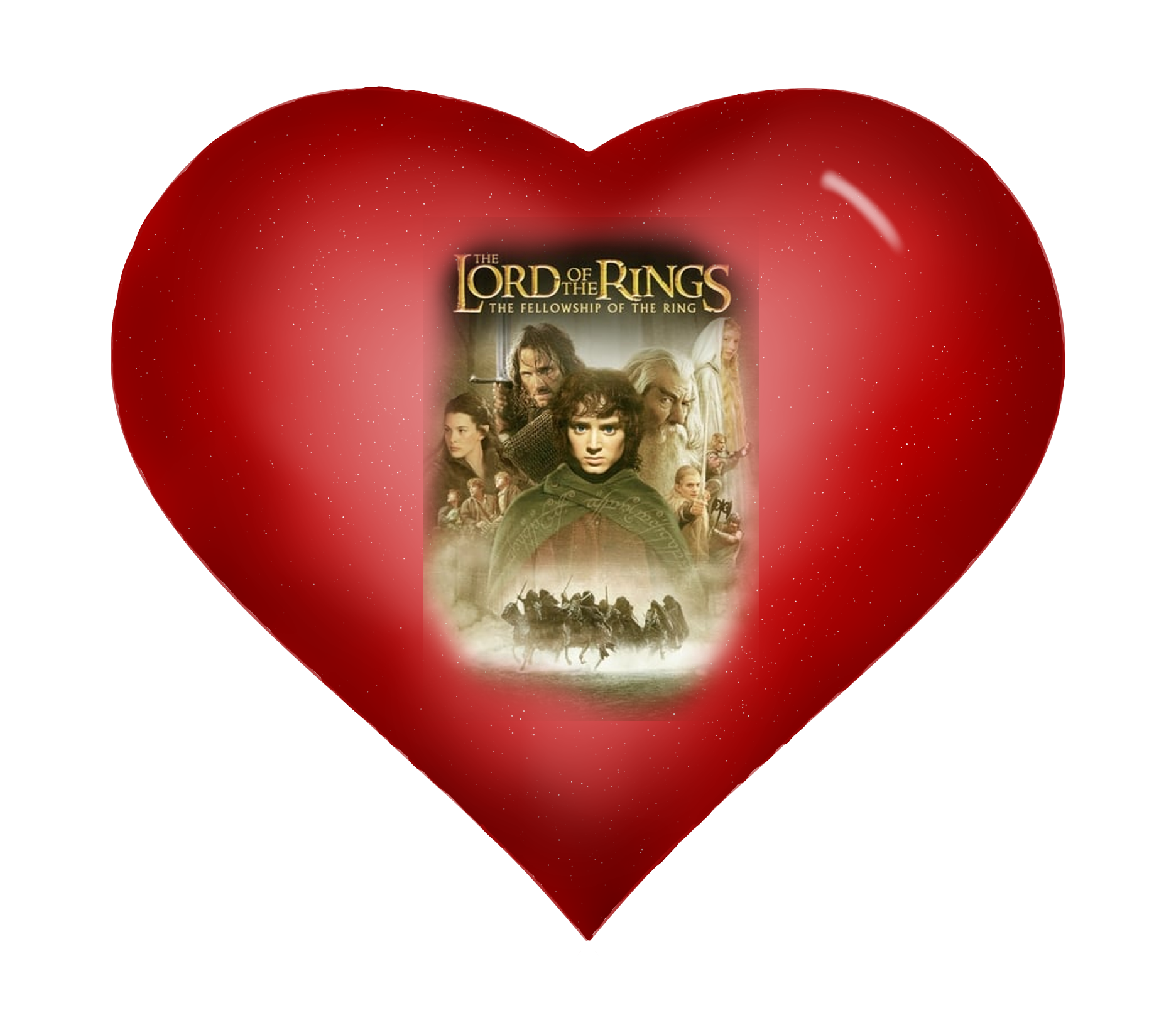 Heart with a book cover of Lord of the Rings